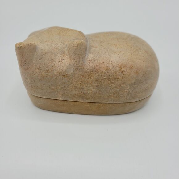 Hippo Carved Soapstone Trinket Box 5" Long - Picture 6 of 15